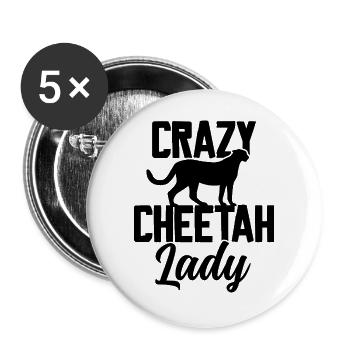 Crazy Cheetah Lady - Buttons groß 56 mm (5er Pack) - Weiß - Vorne