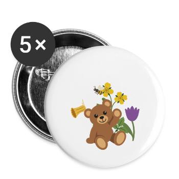 Gartenfreunde · Narzisse · Winkender Teddy · Natur - Buttons groß 56 mm (5er Pack) - Weiß - Vorne