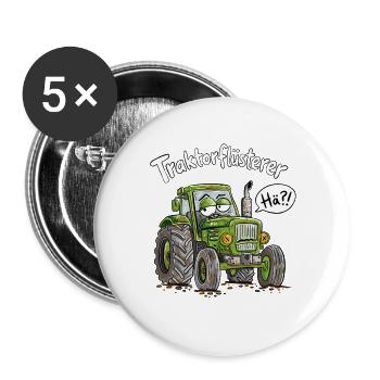 Traktorflüsterer Landwirt Trecker Bauernhof Humor - Buttons groß 56 mm (5er Pack) - Weiß - Vorne