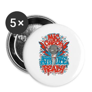 Vocalist Mic Check Attitude Ready Vocal Coach - Buttons groß 56 mm (5er Pack) - Weiß - Vorne