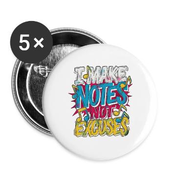 Vocalist I Make Notes Not Excuses Vocal Coach - Buttons groß 56 mm (5er Pack) - Weiß - Vorne