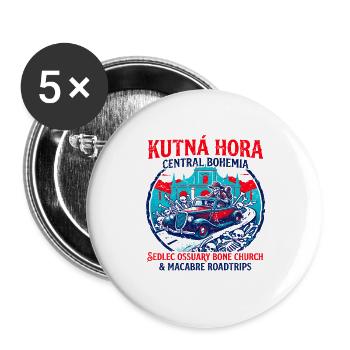 Kutna Hora Sedlec Ossuary Bone Church Macabre - Buttons groß 56 mm (5er Pack) - Weiß - Vorne