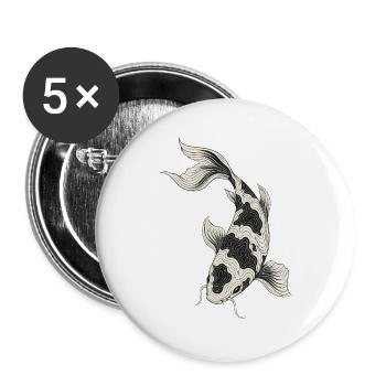Koi-fische Japanische Koi-fische Koi-karpfen - Buttons groß 56 mm (5er Pack) - Weiß - Vorne