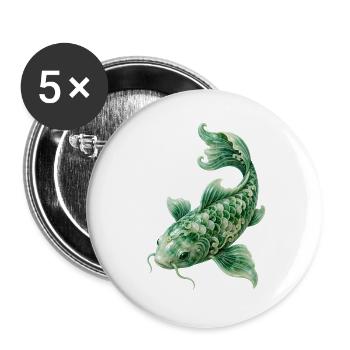 Koi-fische Japanische Koi-fische Koi-karpfen - Buttons groß 56 mm (5er Pack) - Weiß - Vorne