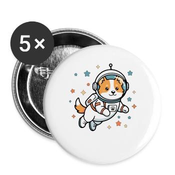 Süßes Corgi-Astronauten-Weltraumhund Süßes Ästhetisches Geschenk - Buttons groß 56 mm (5er Pack) - Weiß - Vorne