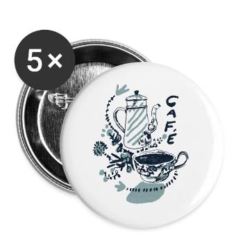 Café - Buttons groß 56 mm (5er Pack) - Weiß - Vorne
