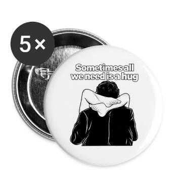 Umarmung in Schwarzweiß Illustration - Buttons groß 56 mm (5er Pack) - Weiß - Vorne