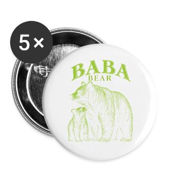Baba Bär Vater Vintage-Familie Matching - Buttons groß 56 mm (5er Pack) - Weiß - Vorne