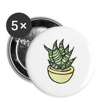 Sukkulenten-Aquarelltopf - Buttons groß 56 mm (5er Pack) - Weiß - Vorne