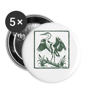 Blue Heron Birding Birdwatcher Heron - Buttons groß 56 mm (5er Pack) - Weiß - Vorne