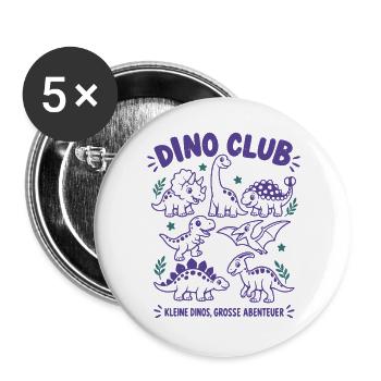 Dino Club – Kleine Dinos, große Abenteuer - Buttons groß 56 mm (5er Pack) - Weiß - Vorne