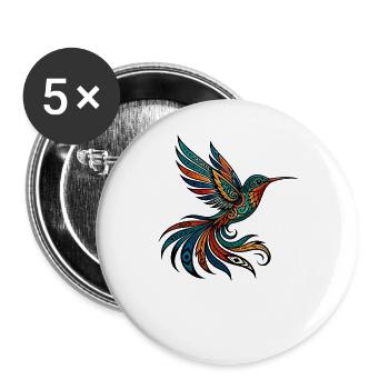 Native American Kolibri Orange - Buttons groß 56 mm (5er Pack) - Weiß - Vorne