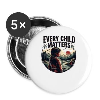Tag der amerikanischen Ureinwohner Jedes Kind zähl - Buttons groß 56 mm (5er Pack) - Weiß - Vorne