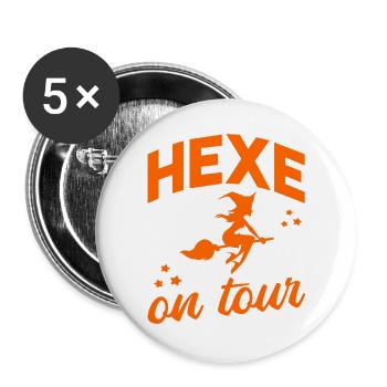 Hexe on Tour - Buttons groß 56 mm (5er Pack) - Weiß - Vorne