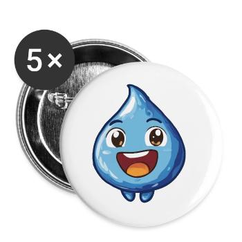 Fröhlicher Wassertropfen Cartoon - Buttons groß 56 mm (5er Pack) - Weiß - Vorne