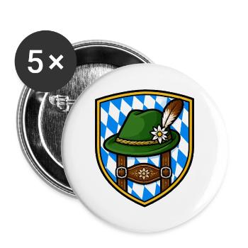 Bayerisches Edelweiß Schild - Buttons groß 56 mm (5er Pack) - Weiß - Vorne