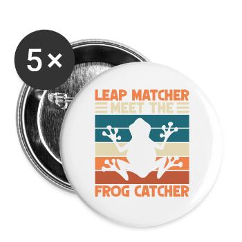 Frog Catcher Leap Matcher Meet The Catcher Frog - Buttons groß 56 mm (5er Pack) - Weiß - Vorne