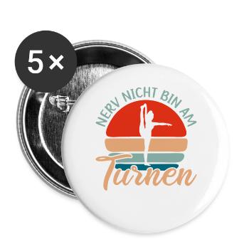 Turnen Mädchen Gymnastik Turnanzug Turnerin - Buttons groß 56 mm (5er Pack) - Weiß - Vorne