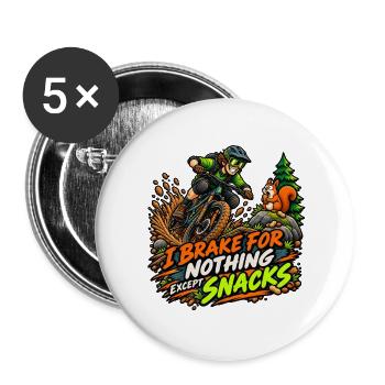 Ich fahre Rad - nur Snacks - Buttons groß 56 mm (5er Pack) - Weiß - Vorne
