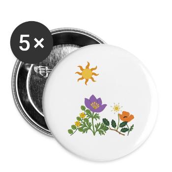 Blumen · Sonne · Natur · Mohn - Buttons groß 56 mm (5er Pack) - Weiß - Vorne