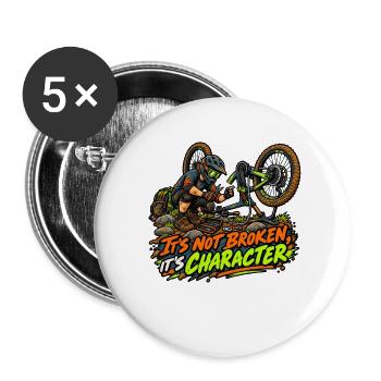 Charakter statt Bruch – Motocross - Buttons groß 56 mm (5er Pack) - Weiß - Vorne