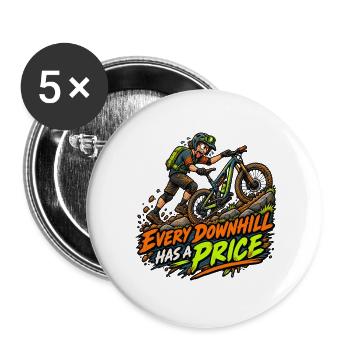 Downhill MTB Preis-Statement - Buttons groß 56 mm (5er Pack) - Weiß - Vorne