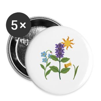 Narzisse · Sonne · Blumen · Natur - Buttons groß 56 mm (5er Pack) - Weiß - Vorne