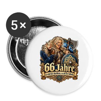 66.Geburtstag - Buttons groß 56 mm (5er Pack) - Weiß - Vorne