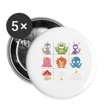  Niedliche Außerirdische Monster Mit Sternen Und - Buttons groß 56 mm (5er Pack) - Weiß - Vorne