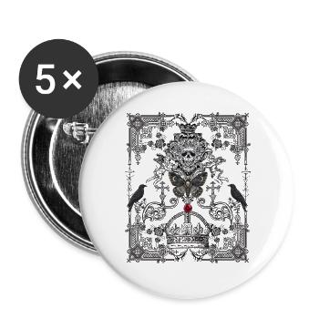 Gotisch Kronen Schädel Nachtfalter - Buttons groß 56 mm (5er Pack) - Weiß - Vorne
