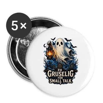 Geist mit Laterne – Gruselige Nacht - Buttons groß 56 mm (5er Pack) - Weiß - Vorne