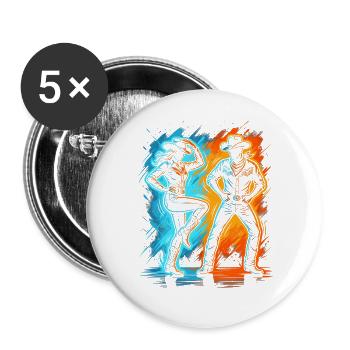 Linedance Herren Damen Kinder Line Dance - Buttons groß 56 mm (5er Pack) - Weiß - Vorne