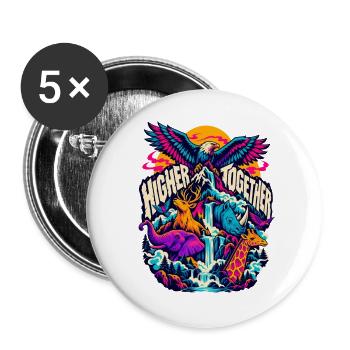 Höher Zusammen: Tierische Bergwelt - Buttons groß 56 mm (5er Pack) - Weiß - Vorne
