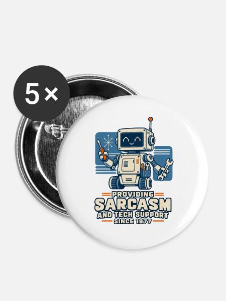 Sarkasmus seit 1977 - Buttons groß 56 mm (5er Pack) - Weiß