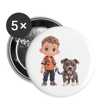 Muck & Rampage - Buttons groß 56 mm (5er Pack) - Weiß - Vorne