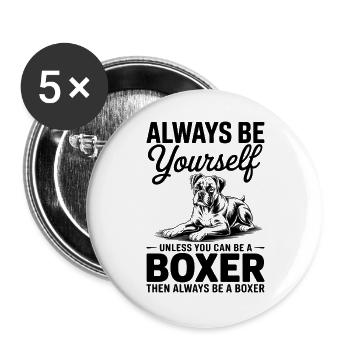 Boxer Hund Spruch Lustige Deutscher Boxer Geschenk - Buttons groß 56 mm (5er Pack) - Weiß - Vorne