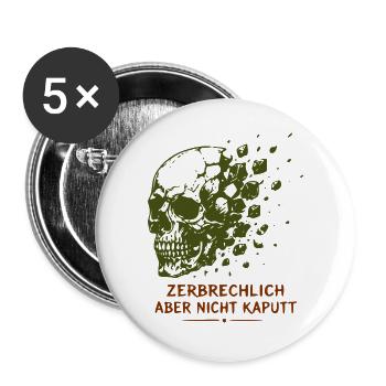 Zerbrechlich, aber nicht kaputt - Buttons groß 56 mm (5er Pack) - Weiß - Vorne