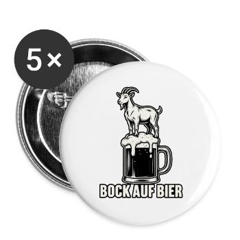 Bock auf Bier - Buttons groß 56 mm (5er Pack) - Weiß - Vorne