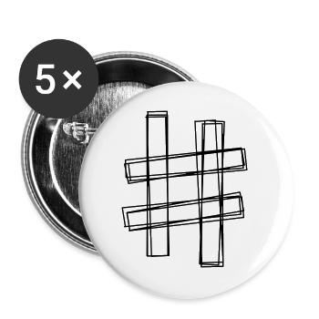 Notenkreuz handgezeichnet - Buttons groß 56 mm (5er Pack) - Weiß - Vorne
