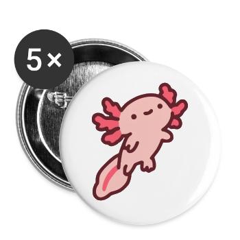 Niedlicher pinker Axolotl - Buttons groß 56 mm (5er Pack) - Weiß - Vorne