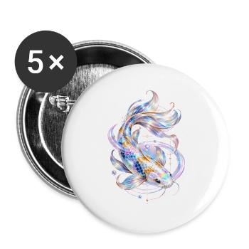 Koi-fische Japanische Koi-fische Koi-karpfen - Buttons groß 56 mm (5er Pack) - Weiß - Vorne