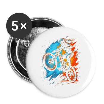 Downhill Bike Mountainbike Mädchen Damen MTB - Buttons groß 56 mm (5er Pack) - Weiß - Vorne