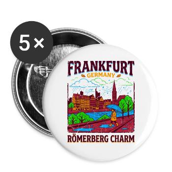 Frankfurt Germany City Skyline Römerberg Charm - Buttons groß 56 mm (5er Pack) - Weiß - Vorne