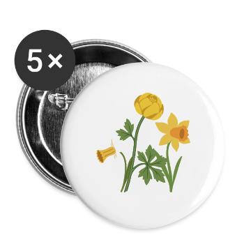 Blumen · Bunte Narzisse - Buttons groß 56 mm (5er Pack) - Weiß - Vorne