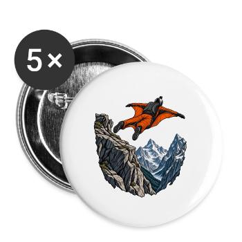 Wingsuitflug über Alpen - Buttons groß 56 mm (5er Pack) - Weiß - Vorne