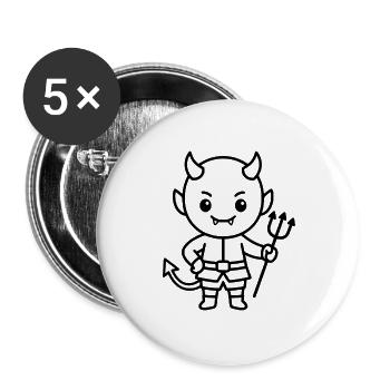 Süßer Teufel Halloween Line Art Gabel Grafik Gruselig - Buttons groß 56 mm (5er Pack) - Weiß - Vorne
