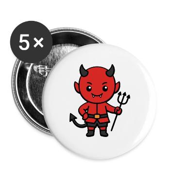 Niedliche Teufels-Mistgabel Halloween-Kostüm Kawaii - Buttons groß 56 mm (5er Pack) - Weiß - Vorne