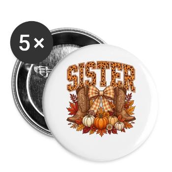 Herbstleopardenschwester Halloween - Buttons groß 56 mm (5er Pack) - Weiß - Vorne
