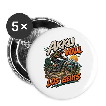 Akku Voll Los Gehts Bike - Buttons groß 56 mm (5er Pack) - Weiß - Vorne