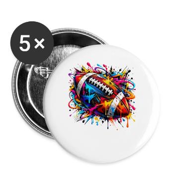 Football Footballspieler, Footballer - Buttons groß 56 mm (5er Pack) - Weiß - Vorne
